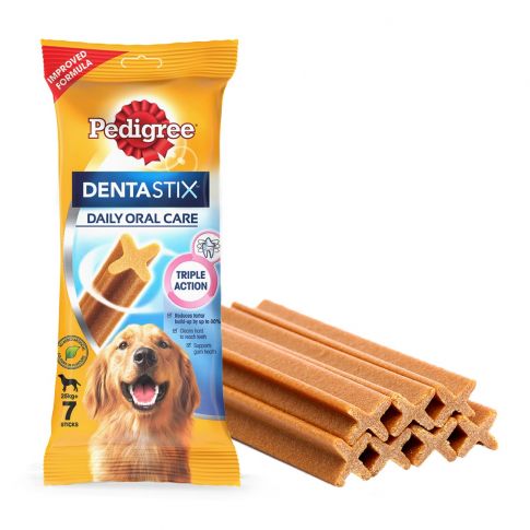 Pedigree Dentastix Large Breed (25 kg+) Oral Care Dog Treat Weekly Pack (7 Sticks) Dog Dental Treat - 270 gm