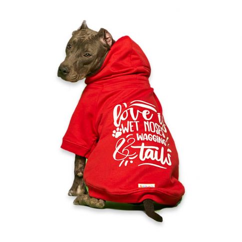 beboji Red Sweatshirt with Hoodie for Dogs