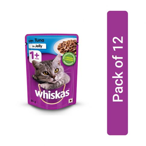 Whiskas Adult (+1 year) Tuna in Jelly Wet Cat Food - 85 gm (Pack Of 12)