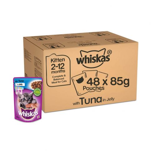 Whiskas Kitten (2-12 months) Tuna in Jelly Wet Cat Food - 85 gm (Pack Of 48)