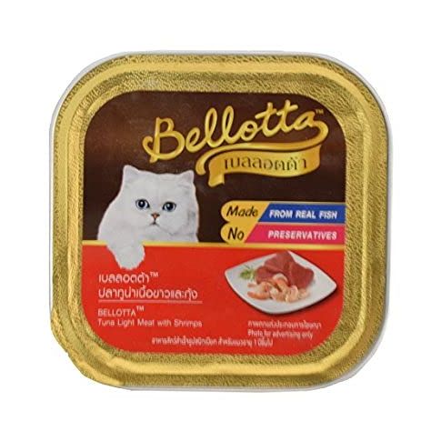 Bellotta Cat Food In Tray - Tuna Light Meat With Shrimp 80 gm.