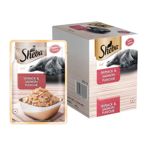 Sheba Rich Fish Mix (Skipjack & Salmon) Premium Wet Cat Food - 35 gm (Pack Of 12)
