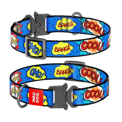 Waudog WOW Pattern Metal Fastex Nylon Dog Collar