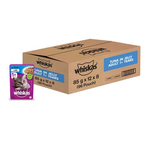 Whiskas Adult (+1 year) Tuna in Jelly Wet Cat Food - 85 gm (Pack Of 96)