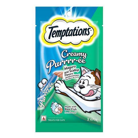 Temptations Creamy Purrrr-ee Maguro and Scallop Flavour Cat Meaty Treat - 48 gm (4 Pieces)
