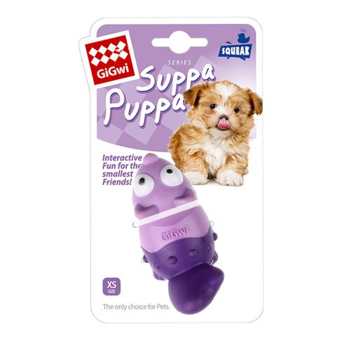 GiGwi Suppa Puppa Cat Squeaky Dog Toy - Blue/Purple