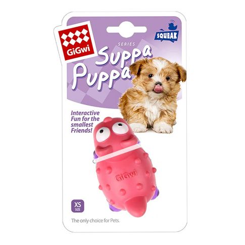 GiGwi Suppa Puppa Cat Squeaky Dog Toy - Pink/Purple