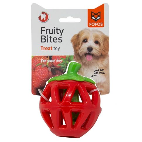 Fofos Fruity Bites Treats Dispensing Strawberry Interactive Dog Toy