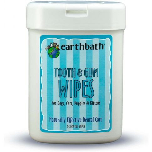 Earthbath Tooth Gum Dog Cat All Age Wipes 25 Wipes