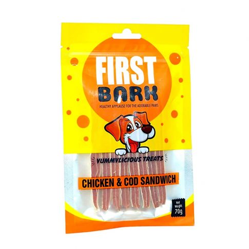 First Bark Chicken And Cod Sandwich Dog Treat - 70 gm