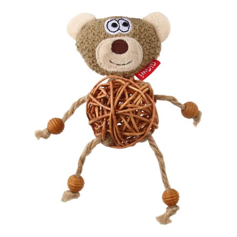 GiGwi Eco Line Catch & Scratch Cat Toy - Bear (with Catnip/Rattan/Wood/Plush)