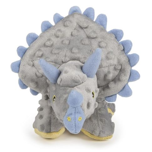 Godog Dinos Frills With Chew Guard Technology Durable Plush Squeaker Dog Toy Grey 