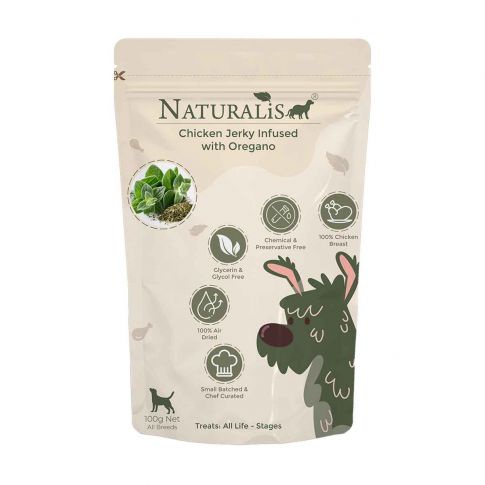 NATURALiS Chicken Jerky Dog Treats Infused with Oregano