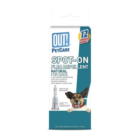 Out Pet Care OUT! Natural Flea and Tick Spot On For Dog - 1 ml (6 vials)