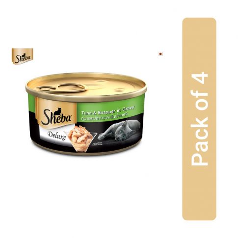 Sheba Delux Tuna & Snapper in Gravy Premium Wet Cat Food - 85 gm (Pack Of 4)
