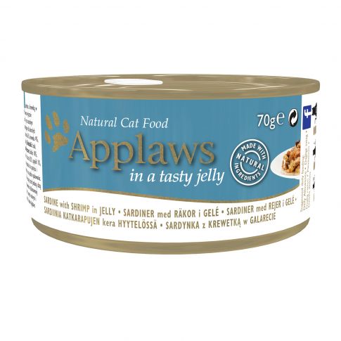 Applaws Sardine with Shrimp in a Tasty Jelly Canned Adult Wet Cat Food - 70 gm (Pack Of 6)