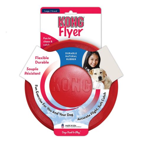 Kong Rubber Flyer Fetch Dog Toy Red - Large