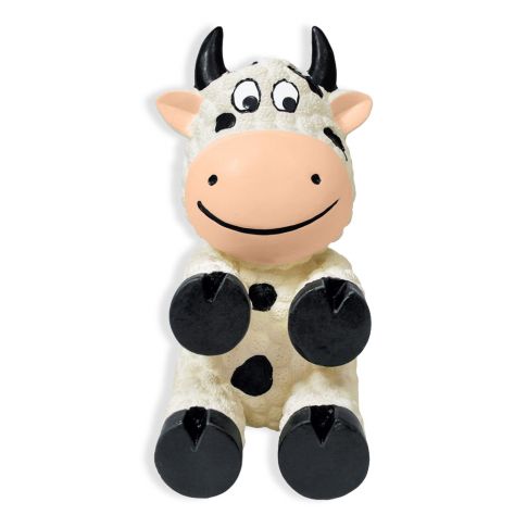 Kong Wiggi Cow Squeaky Dog Toy - White-Black