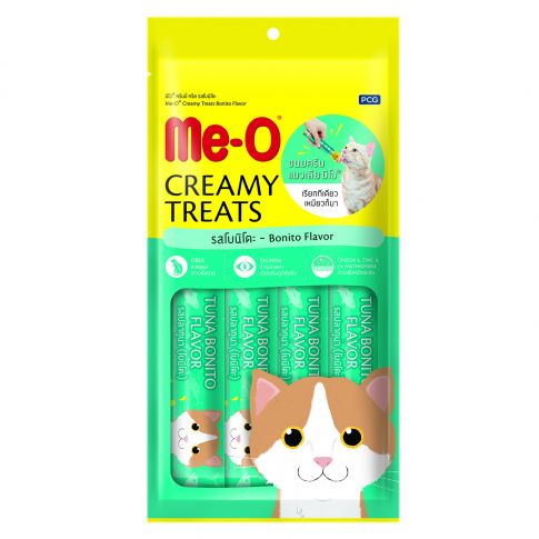 Me-O Bonito Flavor Creamy Cat Treat - 15 gm (Pack Of 4)
