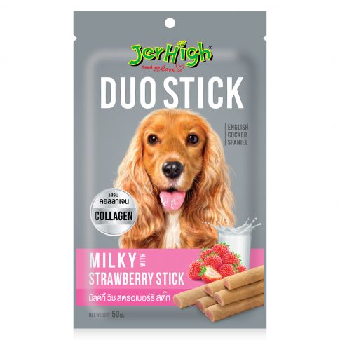 JerHigh Milky Strawberry Stick Dog Meaty Treat - 50 gm