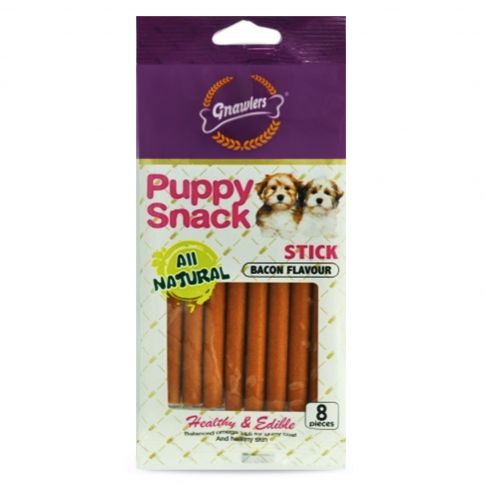 Gnawlers Puppy Snack Stick Bacon Flavor Puppy Treat - 80 gm
