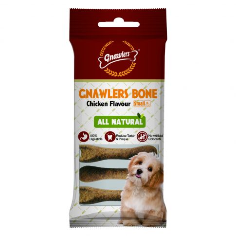 Gnawlers Bone Chicken Flavour Dog Dental Treats Small - 108 gm (6 Bones)