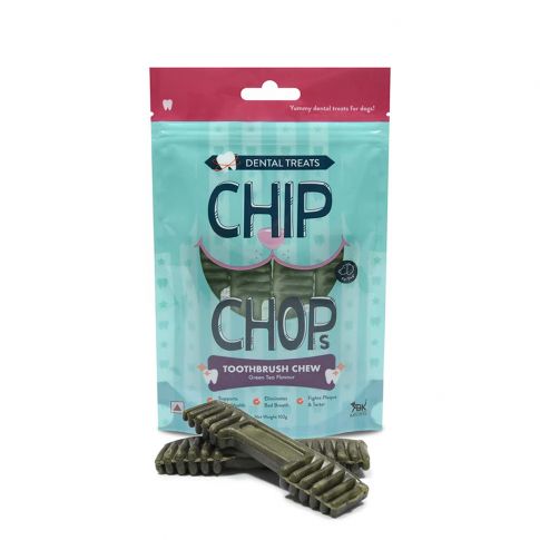 Chip Chops - Toothbrush Chew Green Tea Flavor - 102 gm
