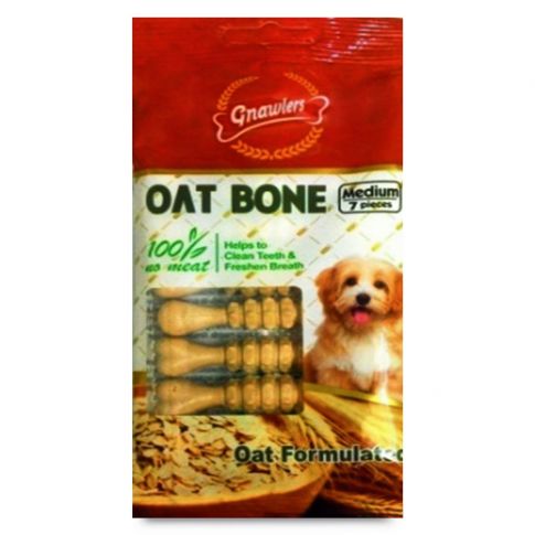 Gnawlers Oat Bone No Meat Oat Formulated 7 in 1 Medium Dog Dental Treat - 60 gm (7.62 cm)