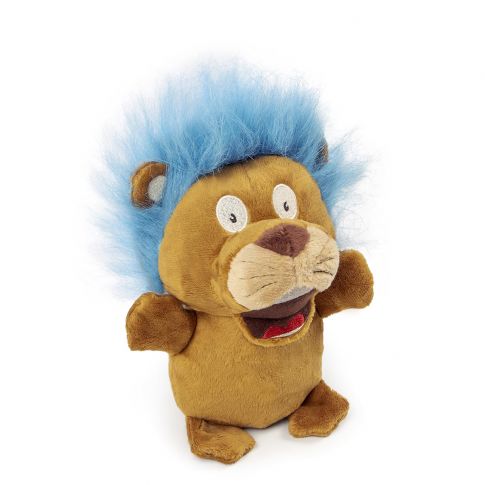 GoDog Silent Squeak Crazy Hairs Lion with Chew Guard Technology Durable Plush Dog Toy