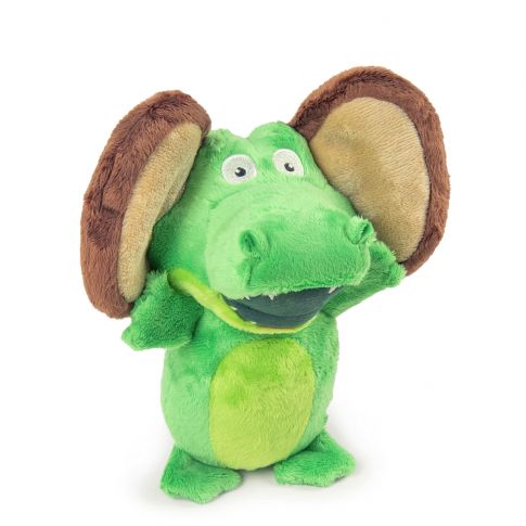 GoDog Silent Squeak Flips Gator Monkey with Chew Guard Technology Durable Plush Dog Toy