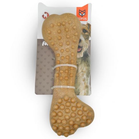 Fofos Woodplay Brush Bone Durable Dog Chew Toy – Brown