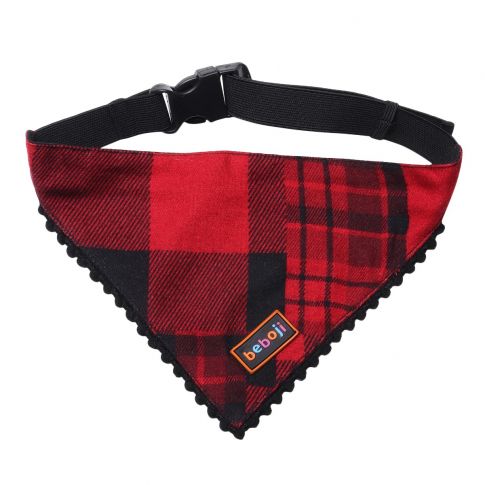 beboji Classic Red Checks Bandana for Dogs