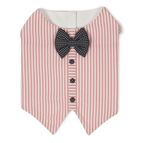 beboji Pink Striped Tuxedo for Dogs with Bow Tie