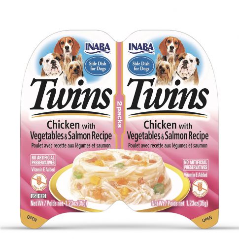 Inaba Dog Twin Cup Chicken With Vegetables n Salmon Recipe Wet Dog Food - 70 gm