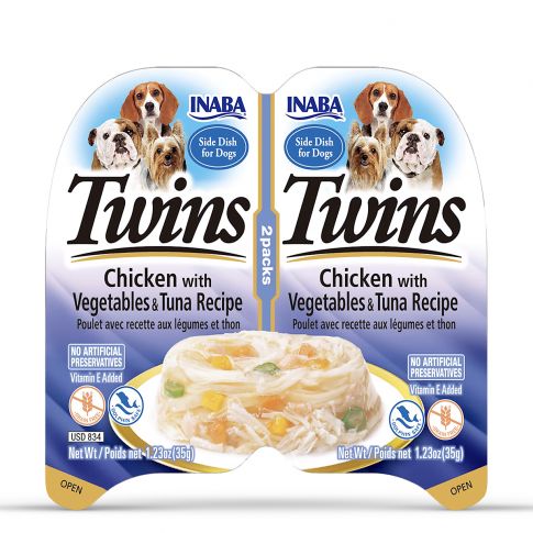 Inaba Dog Twin Cup Chicken With Vegetables n Tuna Recipe Wet Dog Food - 70 gm