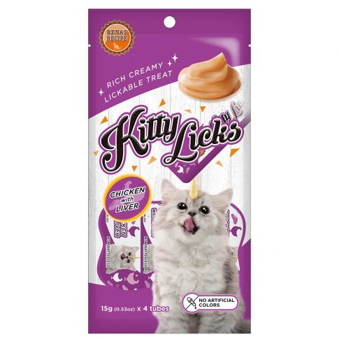 Kitty Licks Chicken Liver Cat Treat - 15g x 4 Tubes 