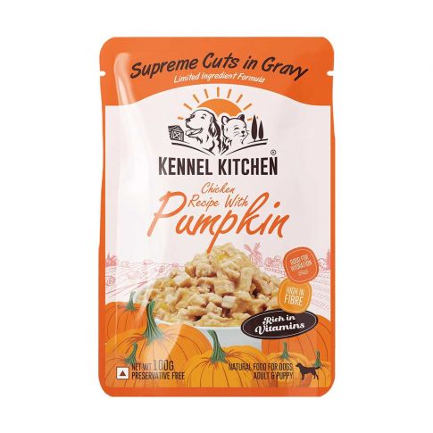 Kennel Kitchen Supreme Cuts in Gravy Chicken Recipe with Pumpkin Puppy/Adult Wet Dog Food - 100 gm