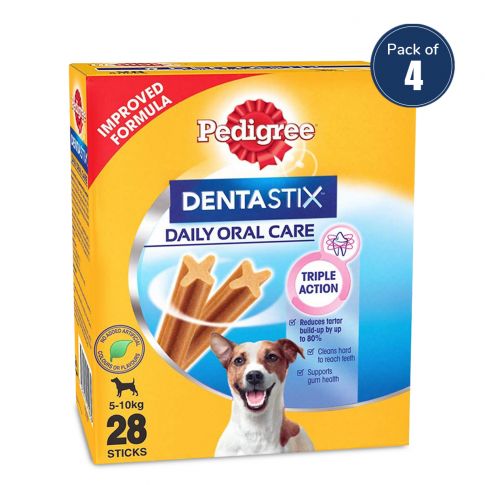 Pedigree Dentastix Small Breed  Oral Care Dog Dental Treat W  (7 Sticks) - 110 gm (Pack Of 4)