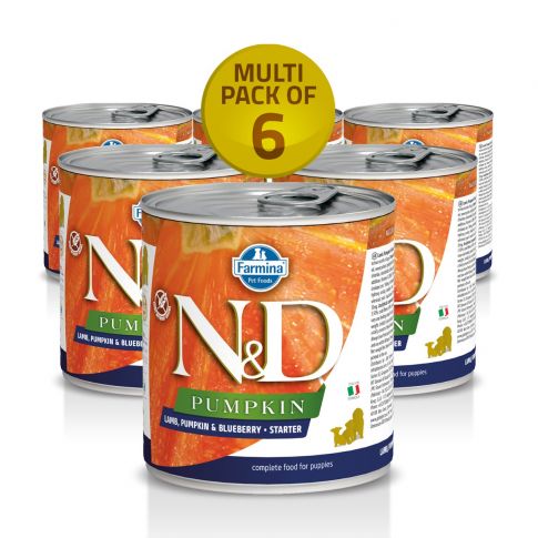 Farmina N&D Grain Free Pumpkin Lamb & Blueberry Starter Wet Dog Food - 285 gm (6 Cans)