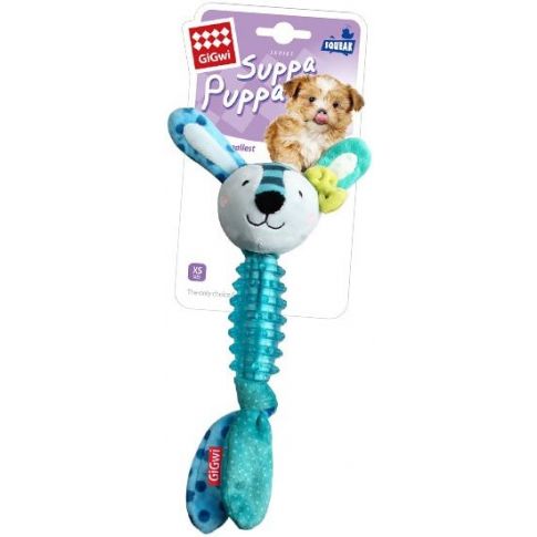 Gigwi Suppa Puppa Rabbit Squeaker Inside Plush/TPR Dog Toy - Small