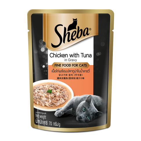 Sheba Rich Premium Chicken With Tuna In Gravy Fine Adult (1+ Year) Wet Cat Food - 70 gm (Pack Of 12)
