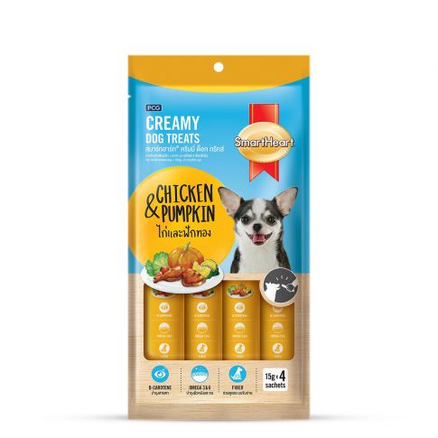 SmartHeart Chicken & Pumpkin Creamy Dog Treat - 15 gm (Pack Of 4)