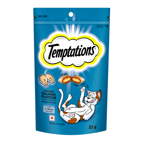 Temptations Savoury Salmon Flavour Cat Meaty Treat - 85 gm