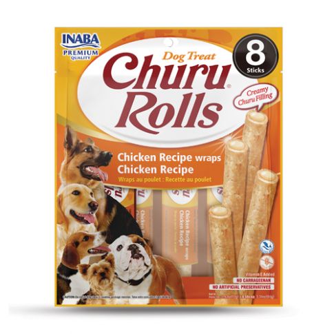 Inaba Churu Roll Dog Chicken Recipe Wraps Chicken Recipe Meaty Dog Treat - 96 Gm