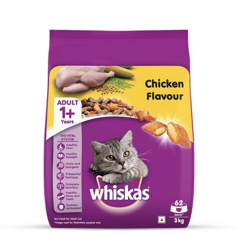 Whiskas Adult (+1 year) Chicken Dry Cat Food - 3 kg