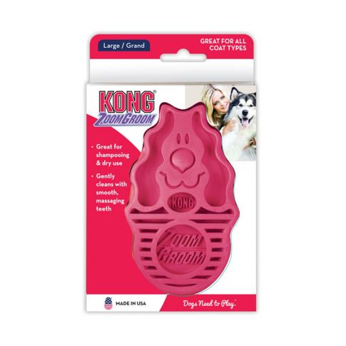 Kong ZoomGroom Raspberry Massage Dog Brush - Large