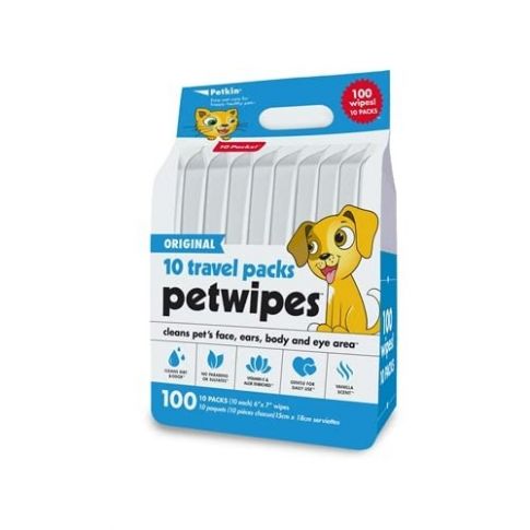 Petkin Travel Pack Pet Wipes, 100 Wipes - 15 x 18 cm