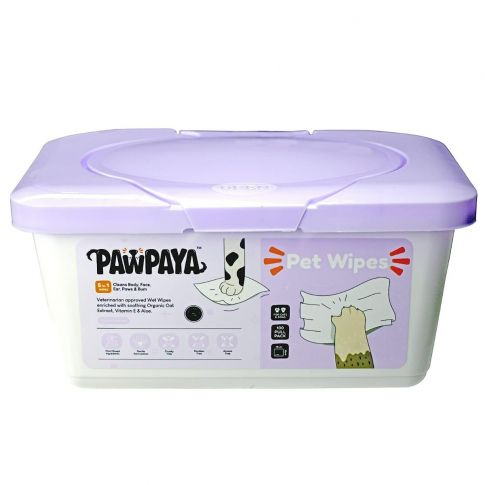 Pawpaya Pet Wipes 100 Pack Tub - 19 x 16 cm