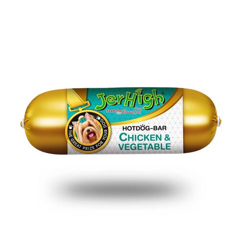 JerHigh Hotdog-Bar Chicken and Vegetable Dog Meaty Treat - 150 gm