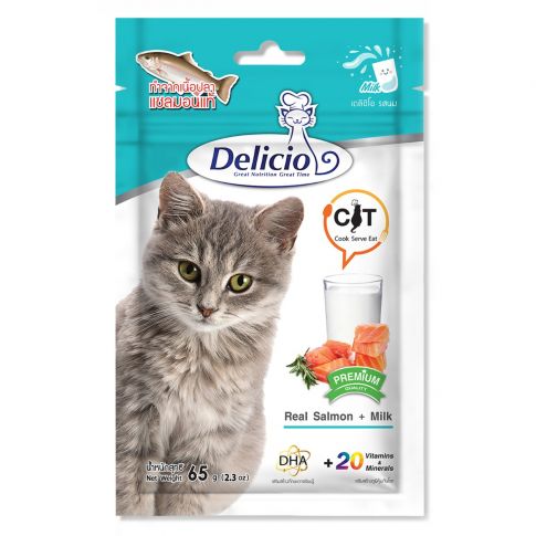 Delicio Premium Quality Real Salmon & Milk Cat Meaty Treat - 85gm